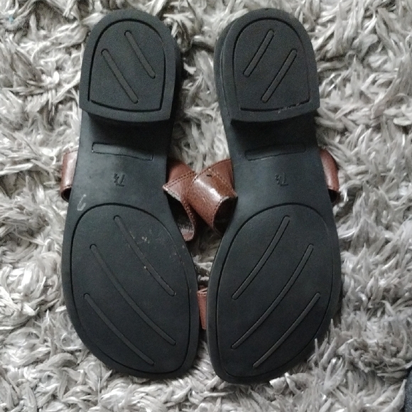 Brown Faux Leather Slide Sandals - Picture 7 of 10